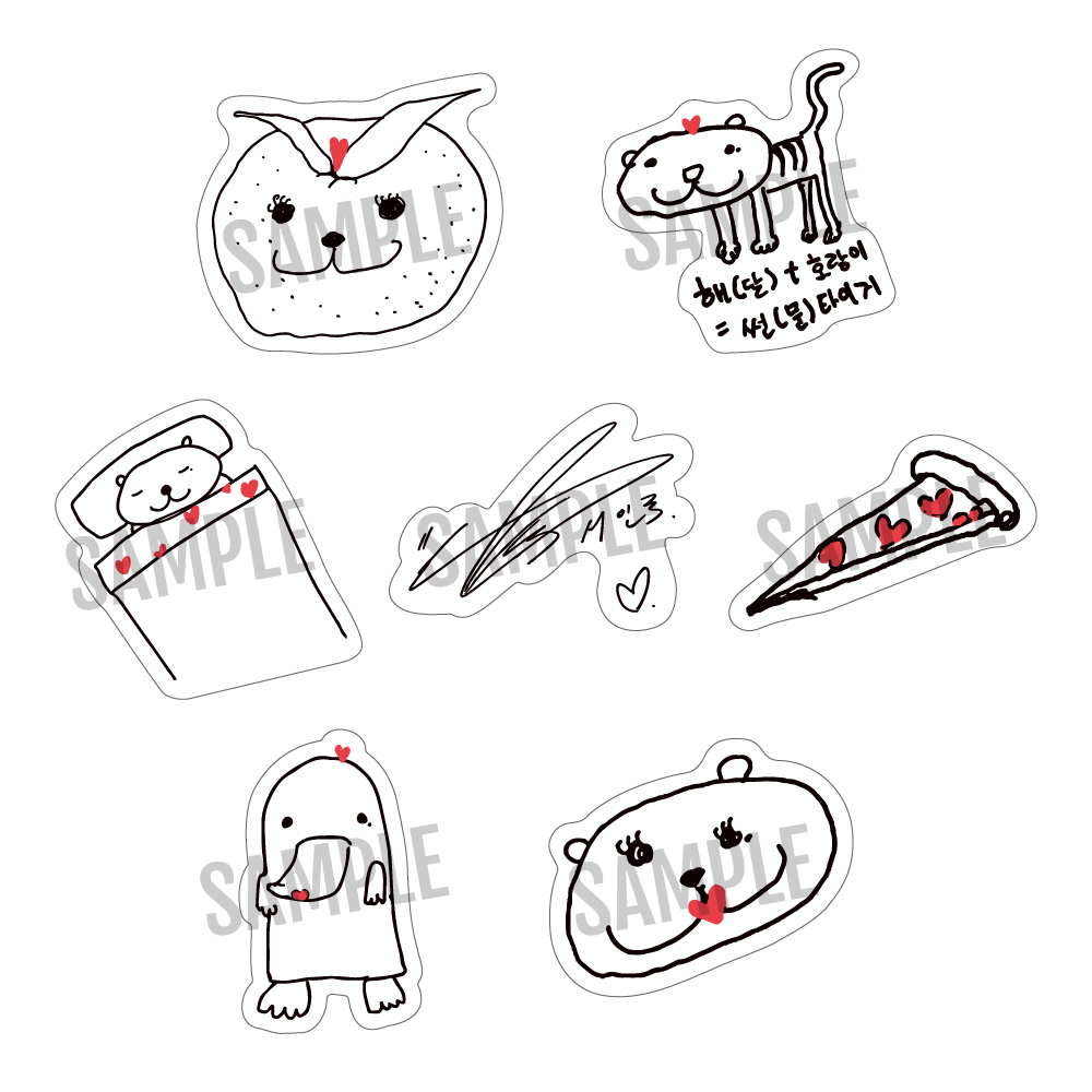 【SEO IN GUK 手書きイラスト】ステッカーセット(7枚入り)